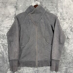 Lululemon Scuba Asymmetrical Zip Jacket Women Size 6 Heathered Coal Grey